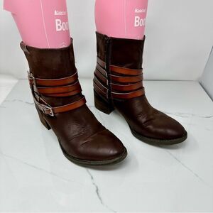 Lavorazione Artigiana Strappy Brown Leather Ankle Boots- Size 9